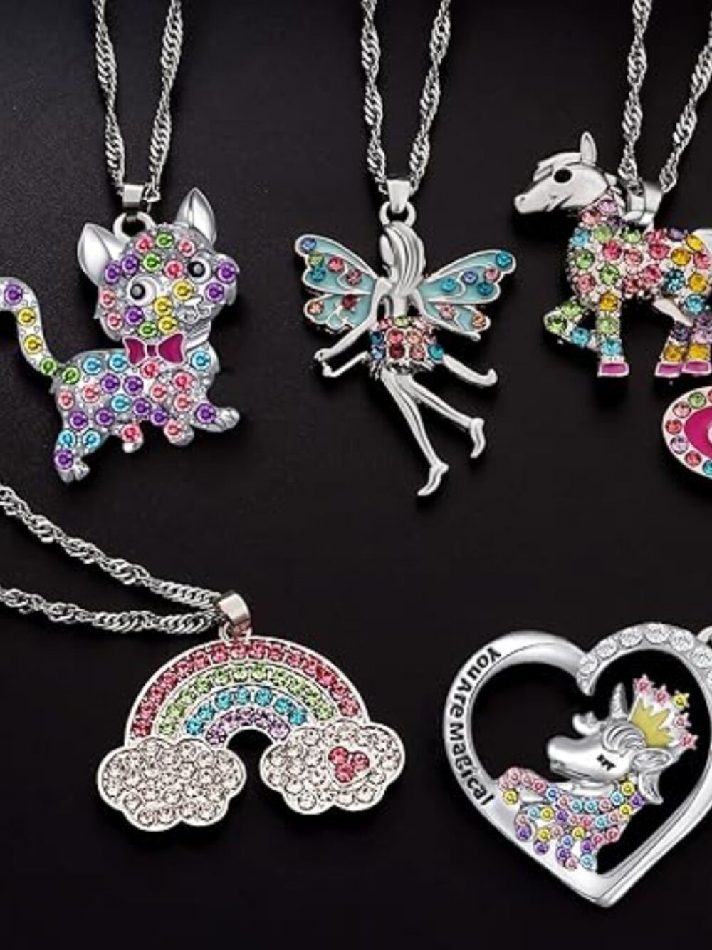 Cute Pastel Crystal Necklaces Set for Girls | Unicorn Fairy Dainty Jewelry | 3/6 - Picture 2 of 6
